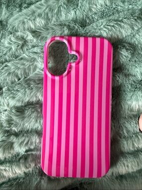 Pink Striped Phone Case - Protective Hard Shell iPhone 16